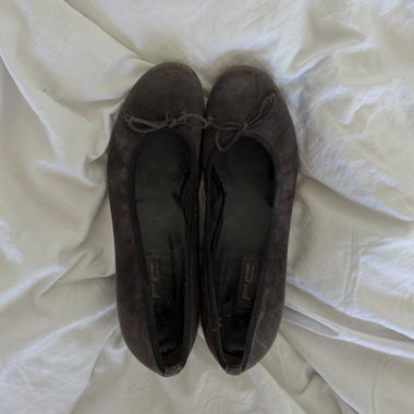 vintage Ballerina-Pumps Paul Green braunes Veloursleder