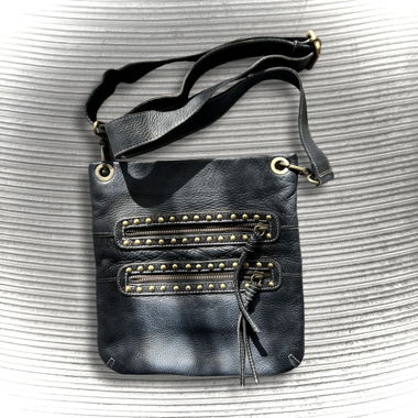 Sac bandouliere noir en cuir made in Italy 