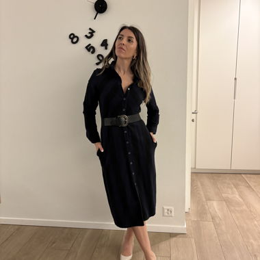 Impares navy button-up midi dress
