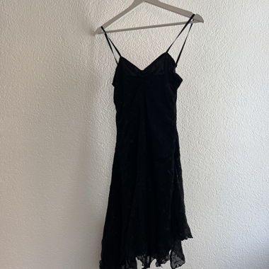 Black lace slip dress