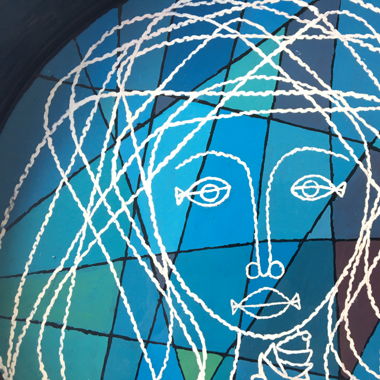 Acryl Malerei auf Metall - Frau - Abstrakte Kunst