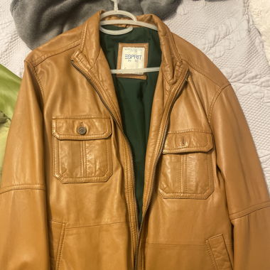 Espirit Leder Jacke - Camel farb / Gr. L/XL
