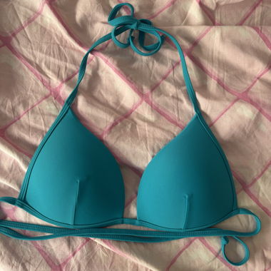 Türkisfarbener Triangel-Bikini-Oberteil