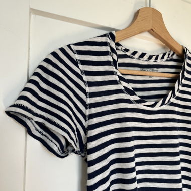Top rigato blu e bianco