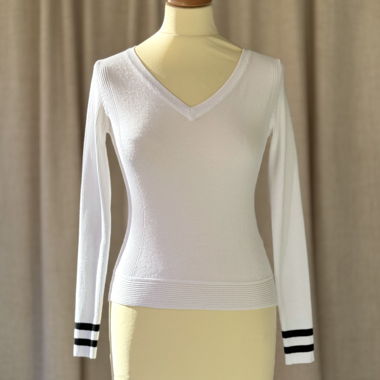 Taglia XS - Maglione bianco con righe ai polsi Morgan