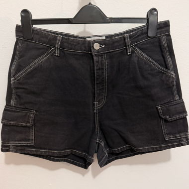 Black Denim Cargo Shorts