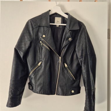 Veste biker noire en simili cuir