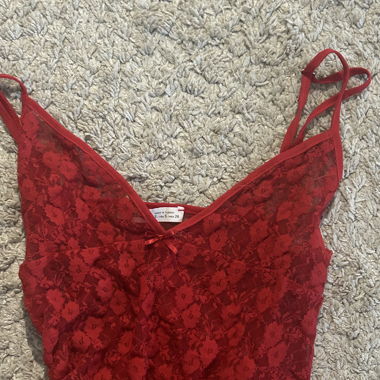 red going out lace top