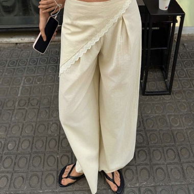 Beige Wickelhose