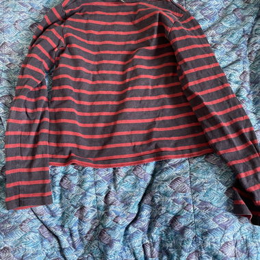 Dark Blue - Red Striped Long-Sleeve Shirt