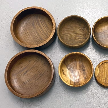 Holzschalen, Glas Untersetzer, Kerzenständer