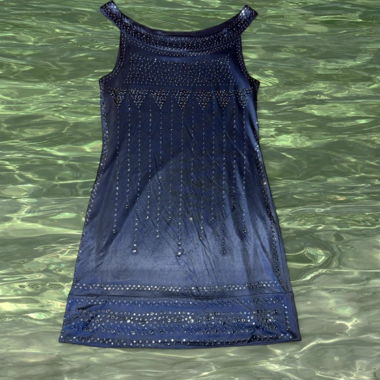 Top sans manches strass bleu