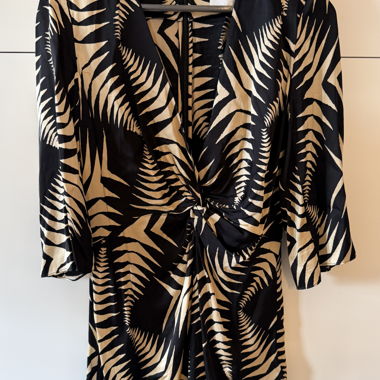 BA&SH Short Dress with Two-Tone Zebra Pattern