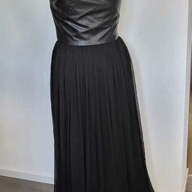 long black mixed-material dress