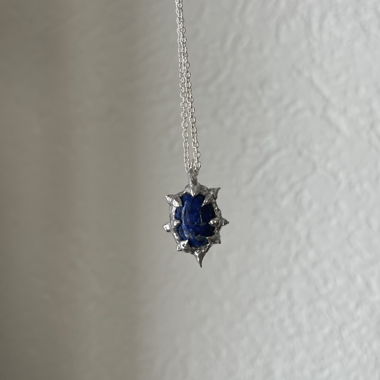 Handmade tin necklace with lapis lazuli