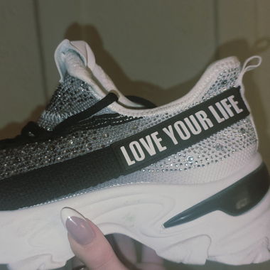 Chunky rhinestone sneakers "LOVE YOUR LIFE"