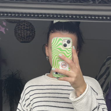 Strickpulli weiss blau