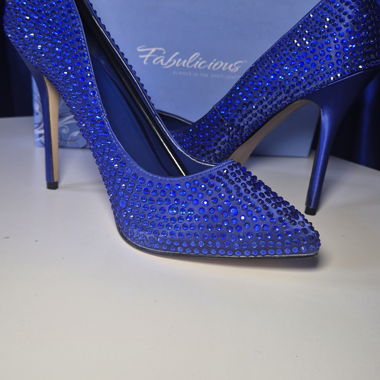 Highheels blue Satin mit Strass