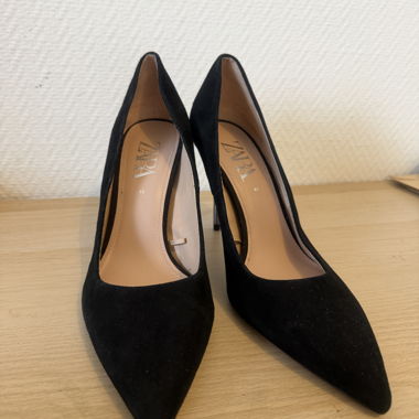 Black suede stiletto heels