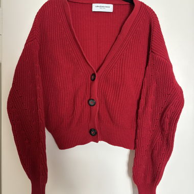 Red knit cardigan - 100% cotton