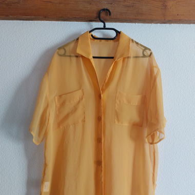 Gelbe Mesh Bluse Hemd