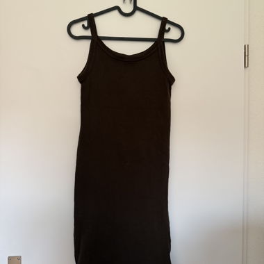 Brown Ribbed Tank Dress