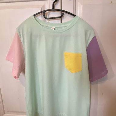 T-shirt pastel multicolore style K-pop, unisexe