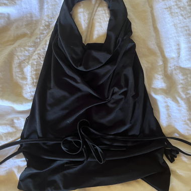 Black Backless Halter Top