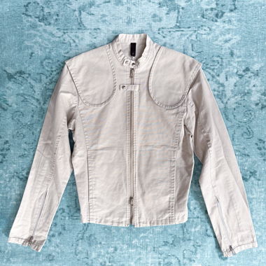 Giacca moto Dsquared2 strutturata avorio off-white con zip