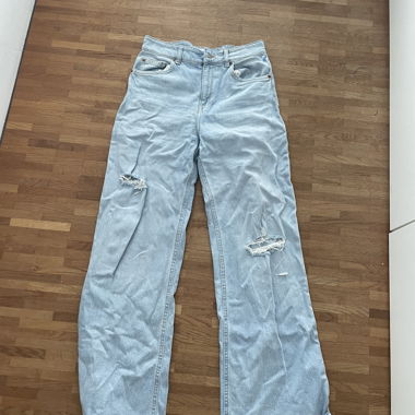 Blaue baggy straightleg jeans hose