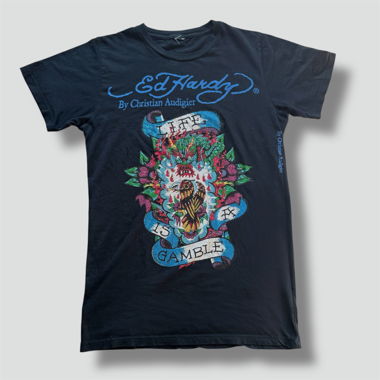 Ed Hardy "Life is a Gamble" Y2K rhinestones tee