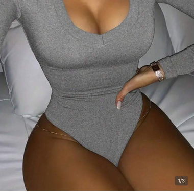 Body a maniche lunghe grigio