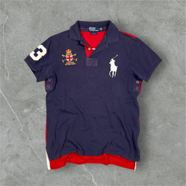 vintage polo ralph lauren big pony polo navy/red