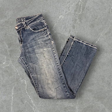 vintage jeans with design on backpockets
