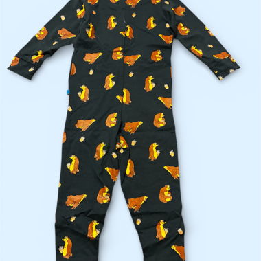 Children's overall with bear motif, 100% cotton