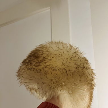 White and cream winter hat