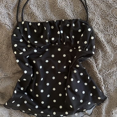 Black Polka Dot Spaghetti Top M