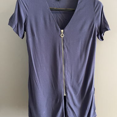 Blusa, blu scuro con cerniera, taglia 34