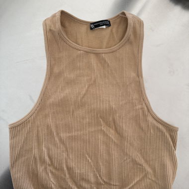 ZARA Beige Ribbed Crop Top