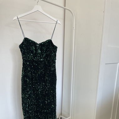 Green glitter party dress