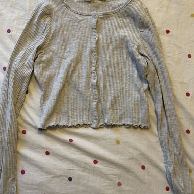 Cardigan in maglia a coste grigio