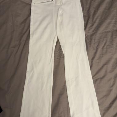 Pantalon en tissu Laurent blanc avec fermetures éclair
