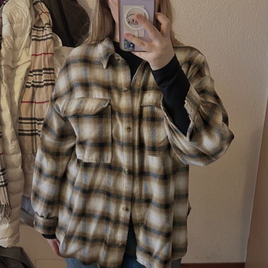 Chemise à carreaux noire et jaune — L / 40 