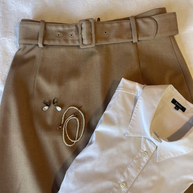 Beige Pencil Skirt