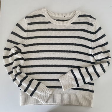 Gestreifter Marine Strickpullover aus Baumwolle