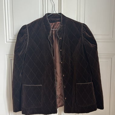 Vintage Brown Quilted Velvet Jacket 