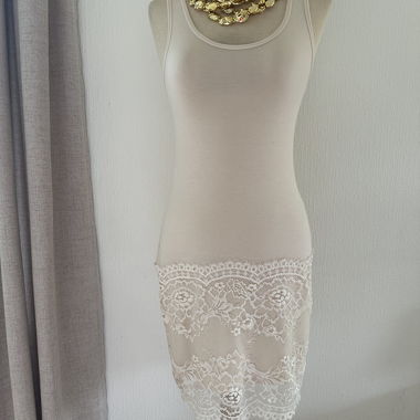 Beige Lace Dress Top S