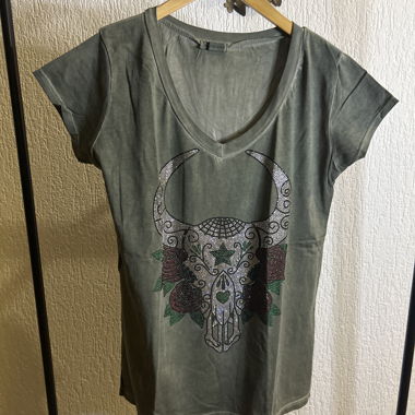 Grey Women's T-Shirt with Print