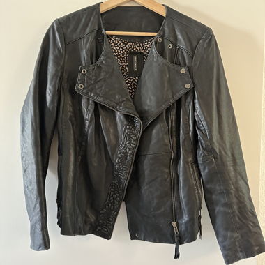 Veste en cuir véritable NAF NAF 