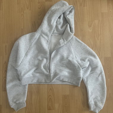 Baggy-fit Cropped Zip-up Hoodie 